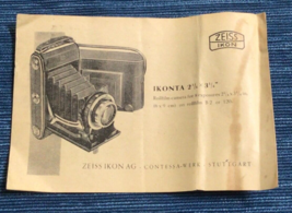 1930&#39;s Zeiss Ikon Instructions Ikonta Rollifilm 2 1/4&quot; x 3 1/4&quot; Vtg Rare 919A - £15.17 GBP