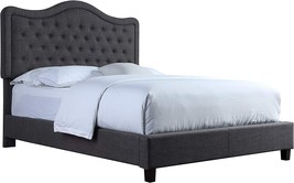 Rosevera Turin Upholstered Tufted Fine Polyester Panel Bed With, Charcoal - £280.47 GBP