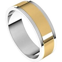Authenticity Guarantee 
14k White and Yellow Gold 6 mm Flat Standard Fit... - £716.96 GBP+