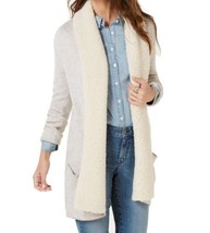 Style &amp; Co Womens Pile Collared Long Cardigan Sweater Medium - £41.97 GBP