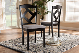 Emiko Gray Fabric Upholstered and Espresso Brown Finished Dining Chair S... - $2,477.77 MXN
