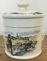 Vintage Obernai Sarreguemines French Ceramic Painted Canister Kitchen Ja... - $79.19