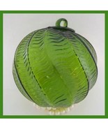 Hanging Glass Ball 4&quot; Diameter Peridot Green Ridged Friendship Ball (1) ... - $15.15