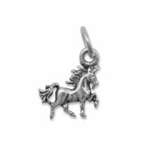Oxidized Unicorn Charm Anklet Jewelry 17mm Unisex Neck Piece Gift 14K White GP - £16.36 GBP