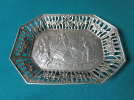 Antique Silverplate Repousse Tray Children Playing 10 X 7&quot; Original - £116.77 GBP