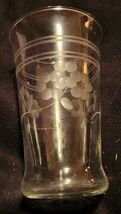 Vintage Etched Water Juice Glass Flowers &amp; Line Fluted Classic 4.75 Inch - $9.99