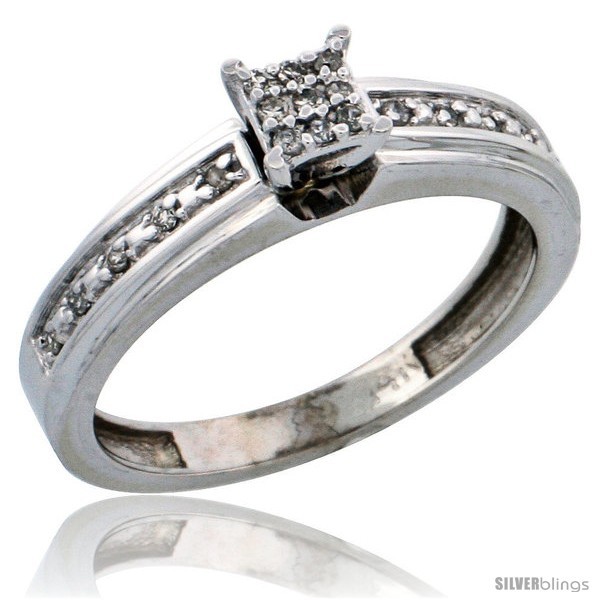 Primary image for Size 6 - 14k White Gold Diamond Engagement Ring, w/ 0.13 Carat Brilliant Cut 