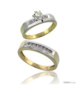 Size 5 - 10k Yellow Gold 2-Piece Diamond wedding Engagement Ring Set for... - £459.41 GBP