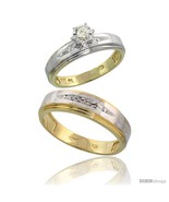 Size 9.5 - 10k Yellow Gold 2-Piece Diamond wedding Engagement Ring Set f... - £504.76 GBP
