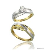 Size 5.5 - 10k Yellow Gold 2-Piece Diamond wedding Engagement Ring Set f... - £541.88 GBP