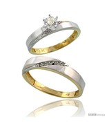 Size 8.5 - 10k Yellow Gold 2-Piece Diamond wedding Engagement Ring Set f... - £430.81 GBP