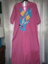 Vintage Indian kurta Maxi dress Tunic Pink Embroidered Single stitched - £11.47 GBP