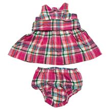 American Living Newborn Baby Girl Pink Plaid Madras Dress Set Preppy VTG... - $15.84