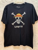 One Piece Luffy Men&#39;s Black Graphic T-shirt Short Sleeve Size XL - £17.57 GBP