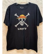 One Piece Luffy Men&#39;s Black Graphic T-shirt Short Sleeve Size XL - £17.52 GBP
