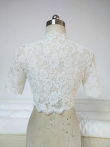 Ivory White Retro Style Lace Shirt Wedding Bridal Custom Plus Size Crop Lace Top image 2