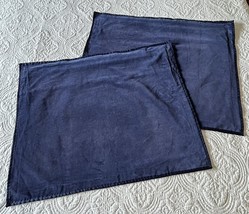 Ralph Lauren Putney Navy Velvet Standard Shams Pair RARE Grosgrain Ribbo... - $98.00