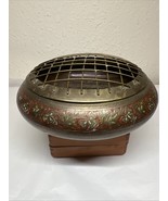 Vintage Brass Flower Bowl Planter Vase with Flower Design and Grated Top... - €18,44 EUR
