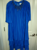 Roaman&#39;s Blue Mini pleated dress with beaded Collar Size Large XL - $58.40