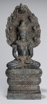 Antique Khmer Style Bronze Seated Meditation Naga Buddha Statue - 46cm/18&quot; - £591.23 GBP