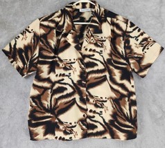 Truffles Shirt Womens XL Tiger Print Button Up Short Sleeve Blouse Vinta... - £18.30 GBP