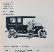 1908 Packard Motors Model 30 Limousine Catalog Advertisement Automobilia... - $568.44 MXN