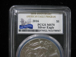 2016 SILVER AMERICAN EAGLE PCGS GRADED MS 70 SUPER NICE! 30TH ANNIVERSARY - $59.99