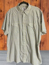 Corral West Men’s Shirt Pearl Snap Short Sleeve Blue Yellow Plaid Ranch ... - $15.00