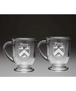 Pierce Irish Coat of Arms Glass Coffee Mugs - Set of 2 - £26.41 GBP