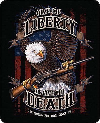 Bald Eagle Rifle Give me Liberty or Give Me Death Queen Blanket 79 x 96" - $49.50
