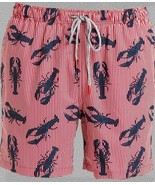 Rainforest Red White Stripes Black Lobsters 3-Pocket Swim Trunks Mn&#39;s L ... - $32.99