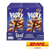 10 x Glico Pocky Crushed Nuts Almond Milk Chocolate Flavour Biscuit Stick 25 g - £37.84 GBP