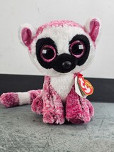 Ty Beanie Boos Tysilk Leeann Lemur Pink Plush Stuffed Animal Toy Hang Ta... - £7.87 GBP