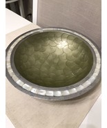 Julia Knight 11.75” Cast Aluminum Bowl Mother of Pearl Mosaic Green Enamel - $29.69