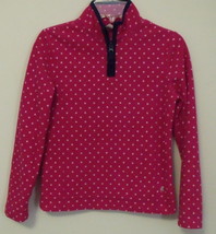 Girls Old Navy Pink with White Dots Navy Blue Trim Long Sleeve Fleece Top Size M - $6.95