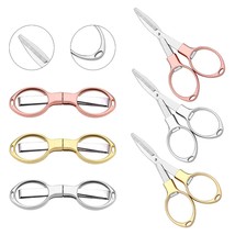 6Pcs Folding Scissors, Portable Stainless Steel Travel Scissors, Glasses-Shaped  - £15.97 GBP