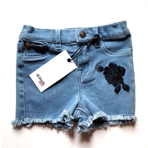 Hudson Kids Floral Embroidered Cut-Off High Waisted Denim Shorts 3T NEW - £28.04 GBP
