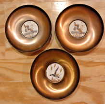 Vintage Brass Serving Bowl Tableware Brushed Gold Lot Of 3 Flying Pheasa... - $27.92