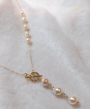 Handmade 14K gold filled Japanese Akoya braoque pearl necklace Xmas gift - £172.99 GBP