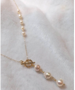 Handmade 14K gold filled Japanese Akoya braoque pearl necklace Xmas gift - $220.00