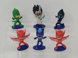 PJ Masks Toys Plastic Figures Lot of 6 Catboy Gekko Owlette Toy Cake Toppers - $13.85