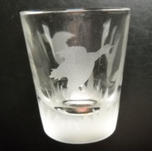 Geese In Flight Shot Glass Frosted Images of Geese or Duck on Clear Glass - $6.99