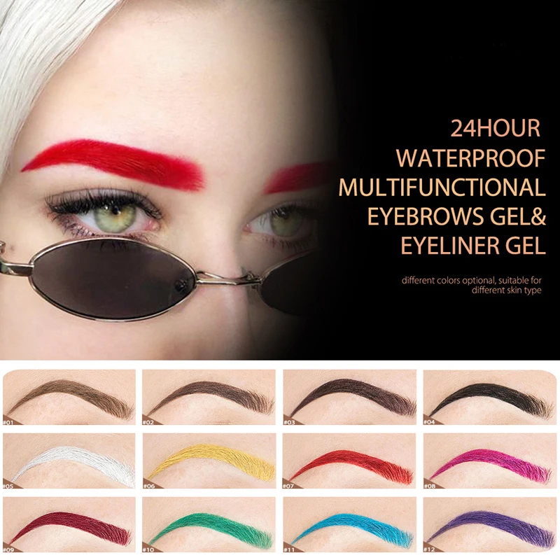 12 Color Waterproof Eyebrow B Color-Dyed Eyebrow Gel Brow Tint With Brush Kit Lo - £18.77 GBP