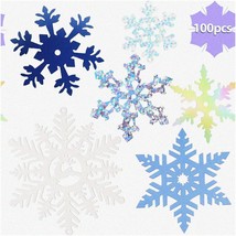 Shimmering Snowflake Delights - 100-Piece Colorful Glitter Cake Snowflake Confet - $24.74