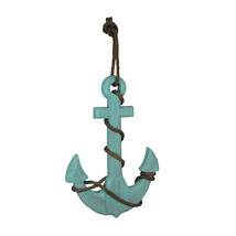 Coastal Ship&#39;s Anchor Nautical Wall Hanging Rope Accents 18.25 Inches High - £17.65 GBP+