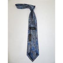 Men's 100% Silk Necktie By Bruno Piattelli Paisley Floral Fancy BP11 Blue Gray image 3