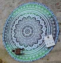 Round Ombre Mandala Throw Tapestry, Hippie Wall Hanging, Round Beach Towel, Bohe - £17.22 GBP