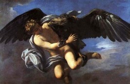 No framed Oil painting The Rape of Ganymede hawk with little boy in the sky - £59.09 GBP