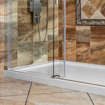 32&quot;x32&quot; Shower Base Pan Left Double Threshold Wall Corner Center Drain LessCare - £281.50 GBP