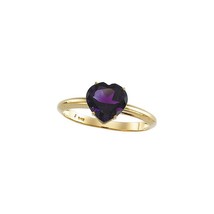 Authenticity Guarantee 
14K Yellow Gold Amethyst Heart Ring - £453.19 GBP